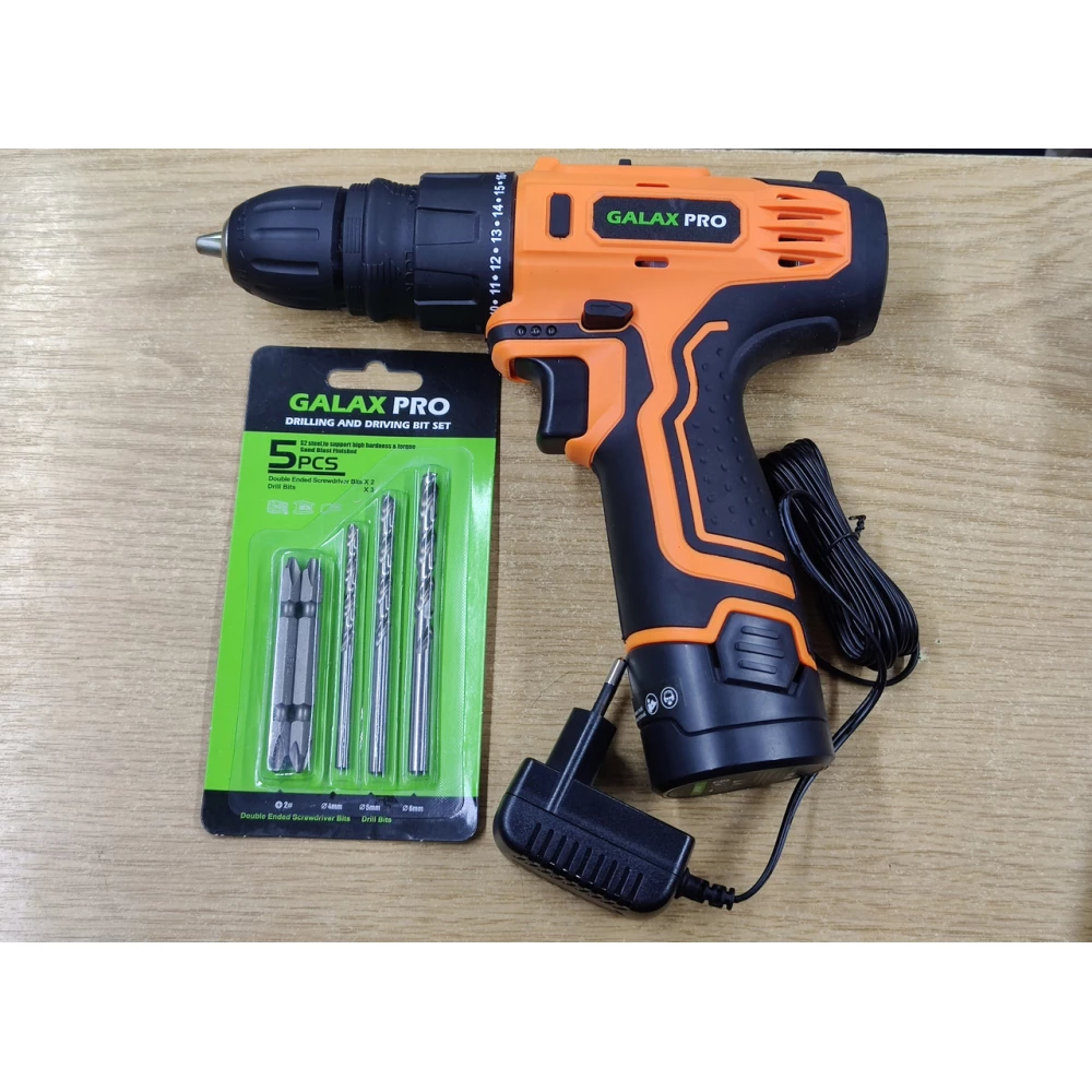 Акамуляторный шуруповёрт дрель GALAX PRO yd022a 12в  + набор