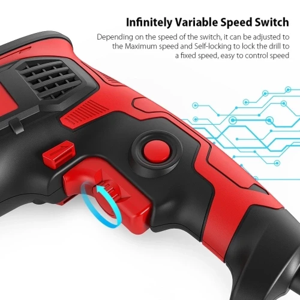 Дрель Шуруповерт Meterk 3000 об/хв Meterk Z1JE-KK104-13 Black Red 850вт