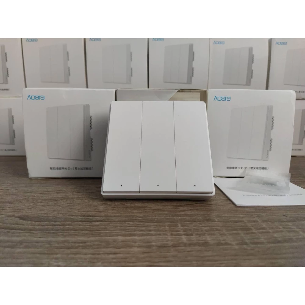 Умный выключатель без нулевой линии Xiaomi Aqara D1 Smart Wall Switch (тройной)(QBKG25LM)