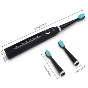 Изображение товара -  Электрическая зубная щетка ультразвуковая с 5ма режимами чистки FAIRYWILL 507/2 чёрная / чёрная