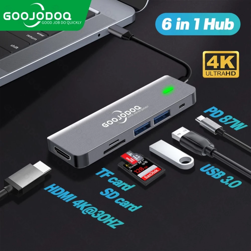 Usb хаб концентратор 6 в 1, USB C, USB 3,0 HDMI  MacBook Pro для Nintendo Switch USB-C, разветлитель