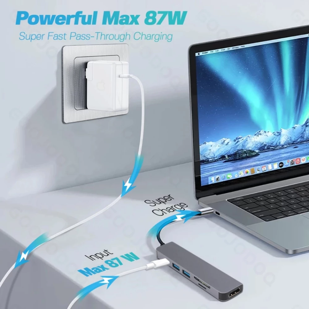 Usb хаб концентратор 6 в 1, USB C, USB 3,0 HDMI  MacBook Pro для Nintendo Switch USB-C, разветлитель
