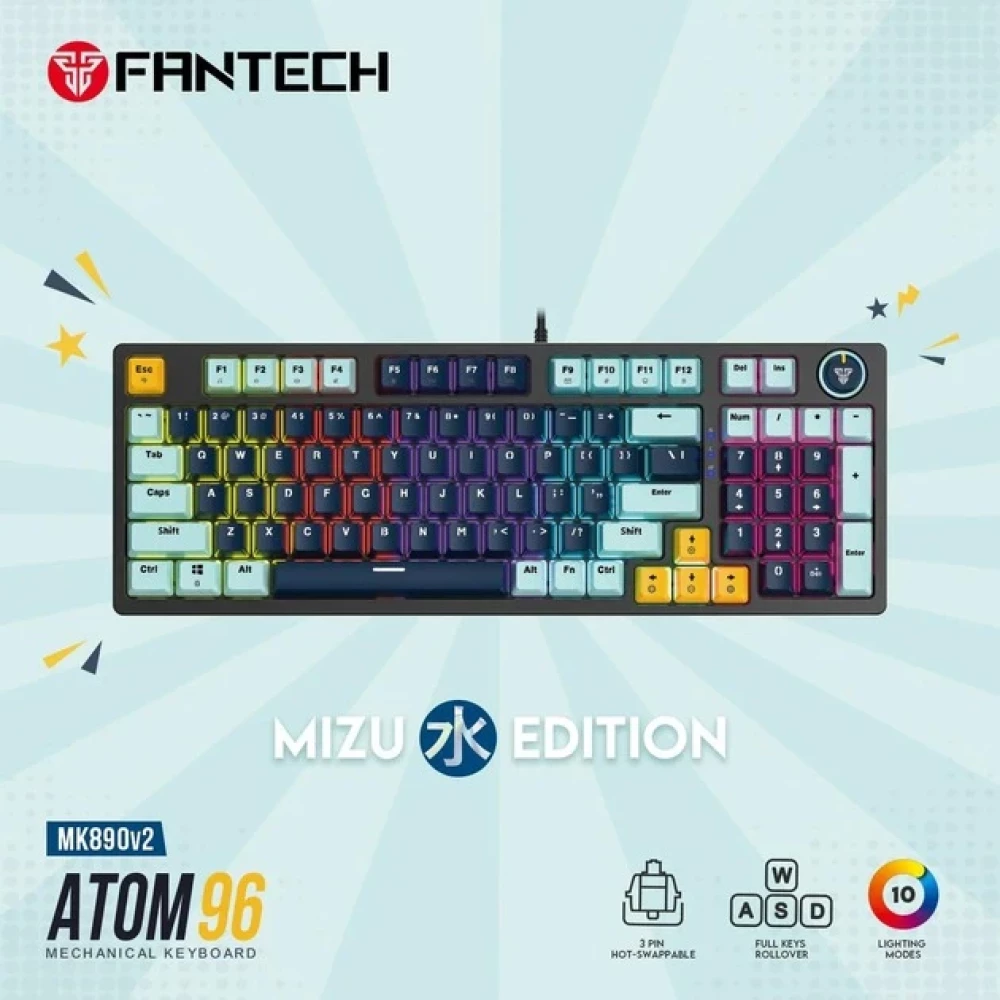 Механическая игровая клавиатура Fantech ATOM96 MK890V2 синим переключателем