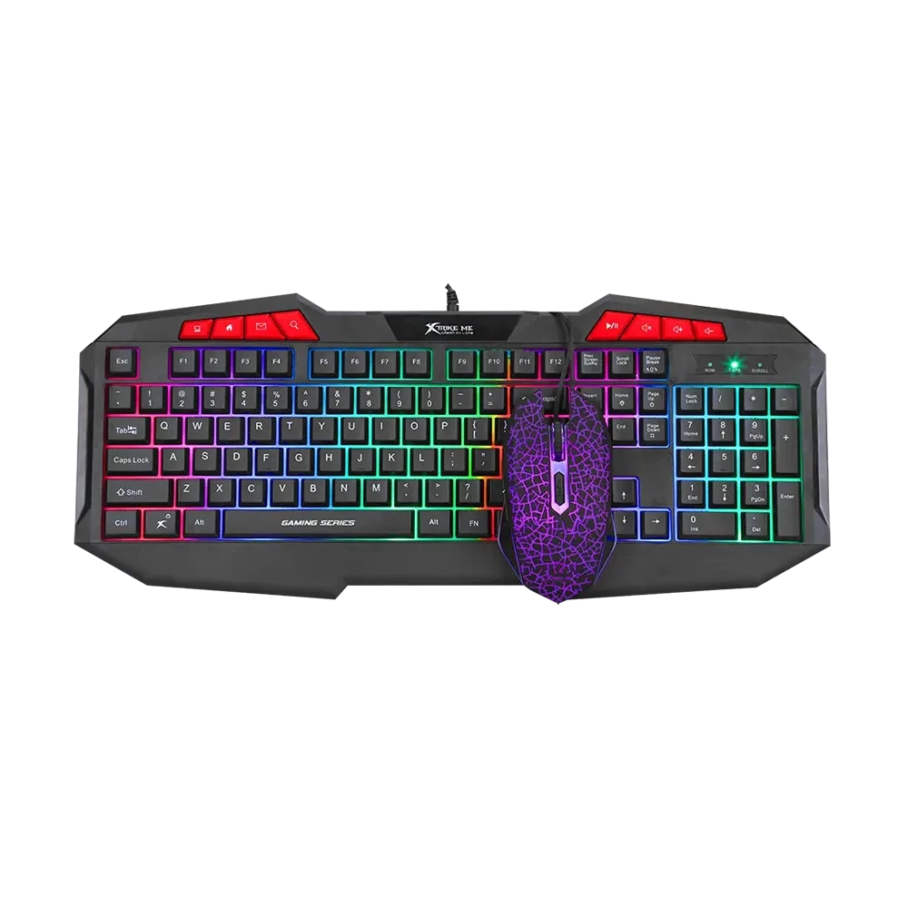 Клавиатура с мышкой игровая проводнаяс с  Xtrike Me радужной подсветкой Black (MK-503)
