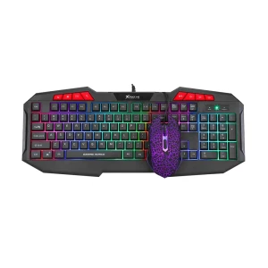 Изображение товара -  Клавиатура с мышкой игровая проводнаяс с  Xtrike Me радужной подсветкой Black (MK-503)