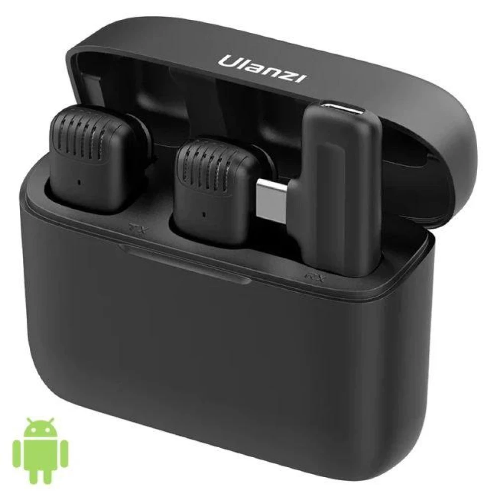 Микрофон петличный беспроводной Ulanzi J12 Черный для телефона iPhone с разъемом Lighting