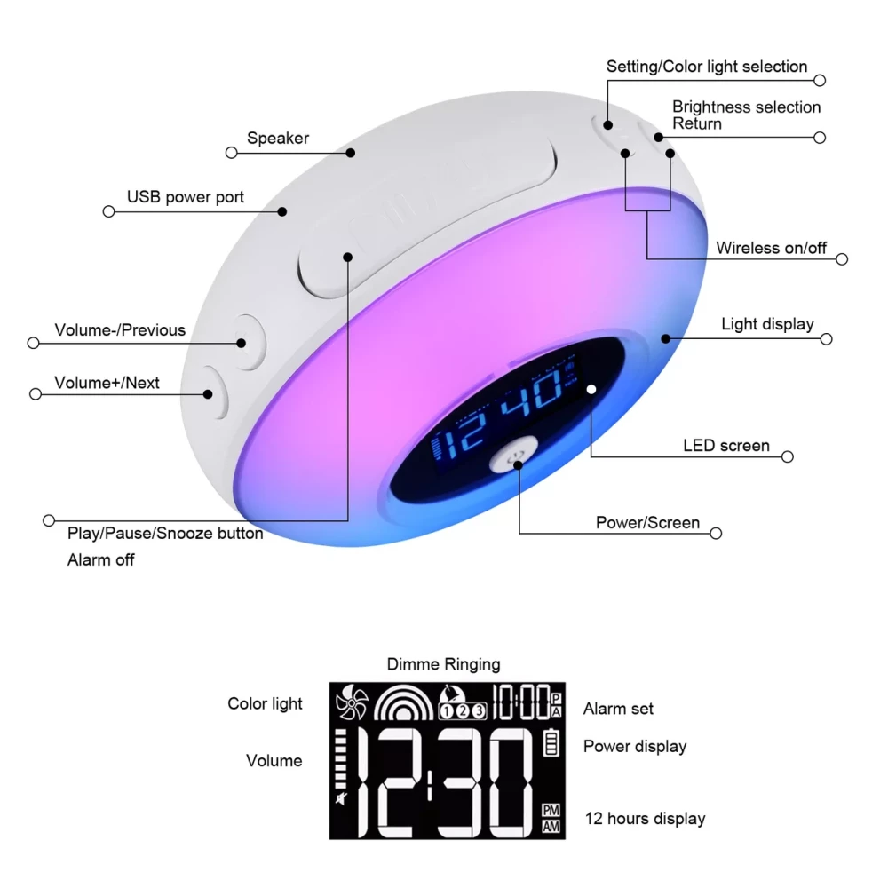 Акустика портативная колонка ночник с будильником SYLLABLE SG1 2000маг