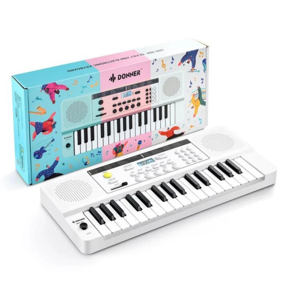 Цифровое пианино Donner DEK-32A 32 клавишное клавиатурное, синтезатор для начинающих Бирюза