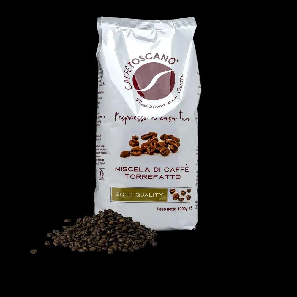 Коффе в зернах 1кг страна изготовитель - Италия  Caffe toscano RED, BROWN, GOLD quality 1000g