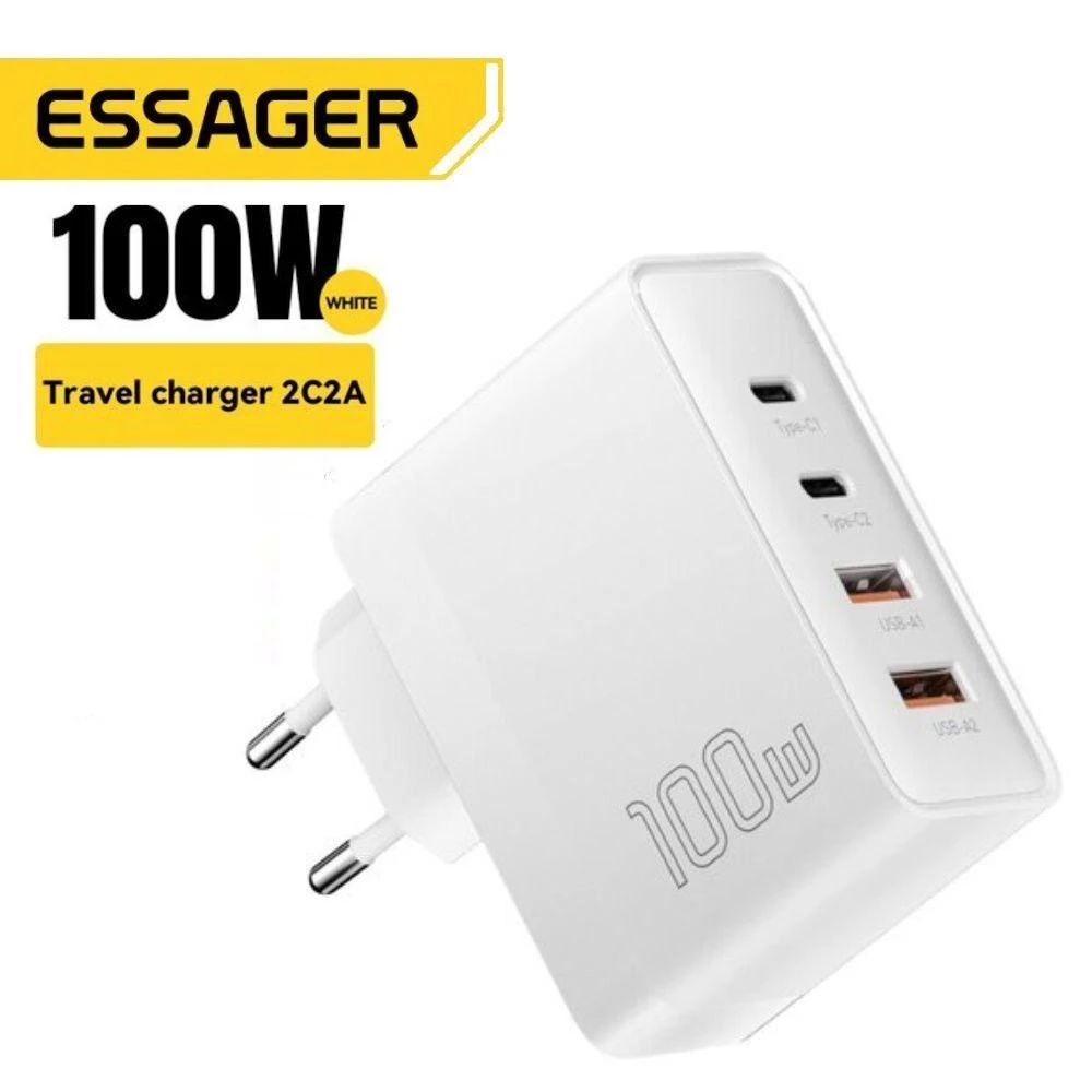 Зарядное устройство Essager 100W GAN (2xType-C + 2xUSB-A) ES-CD37 WHITE