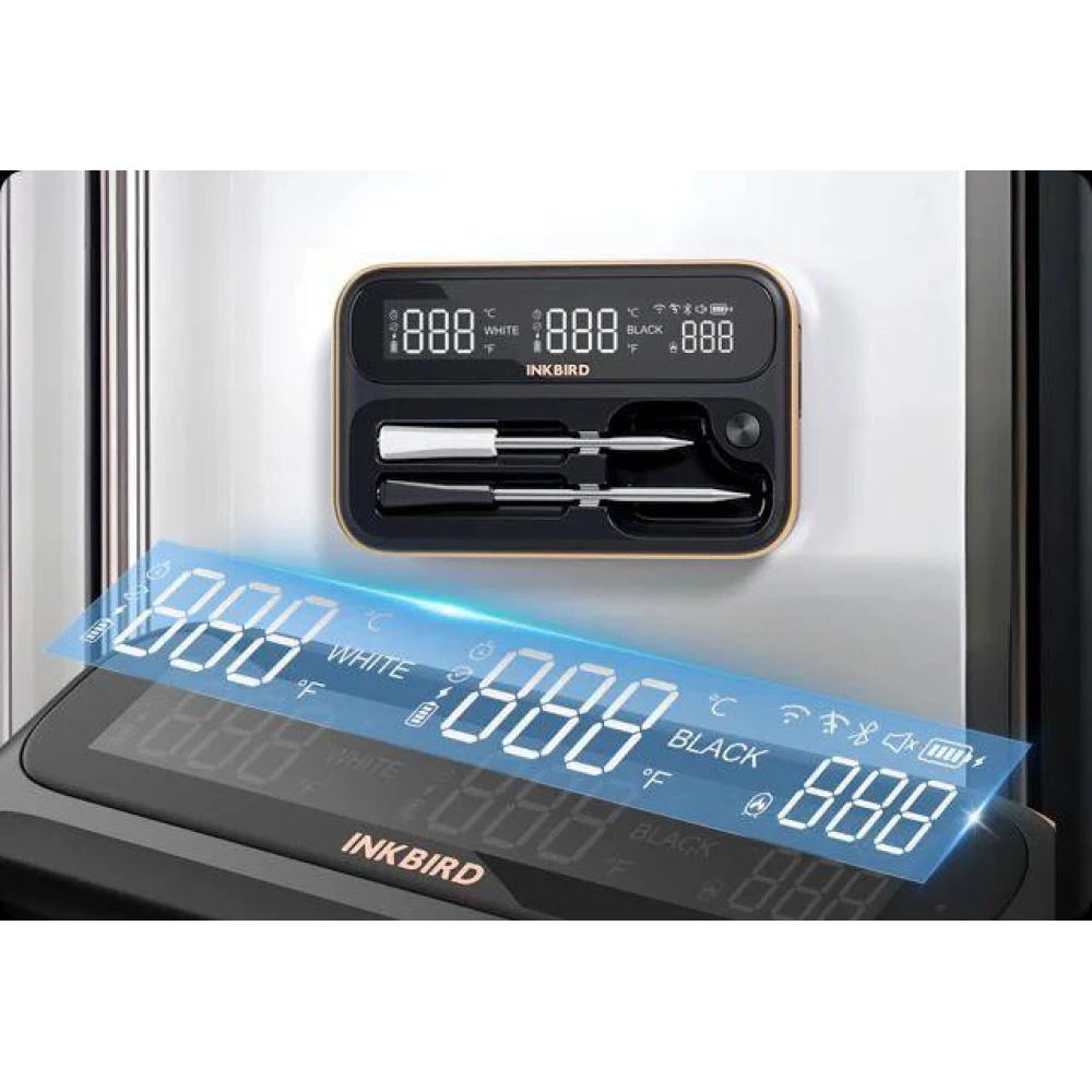 BBQ термометр Inkbird INT-12-BW цифровой Bluetooth 5.4 та Wi-Fi 5G+2.4G на 2 беспроводные щупы IP67