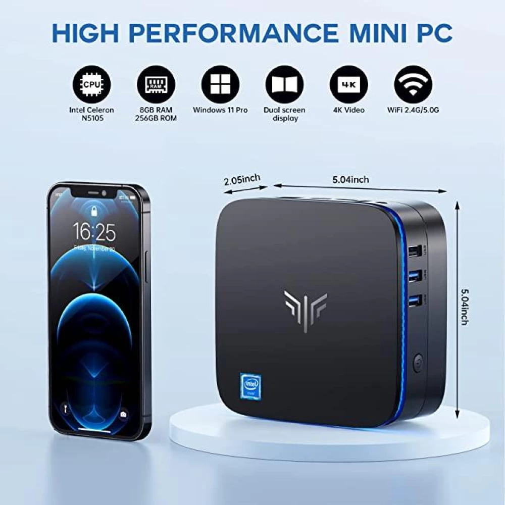 Микрокомпьютер NiPoGi AK1 PRO Mini PC (Celeron N5105, 8GB Ram, 256GB M.2) Windows 11