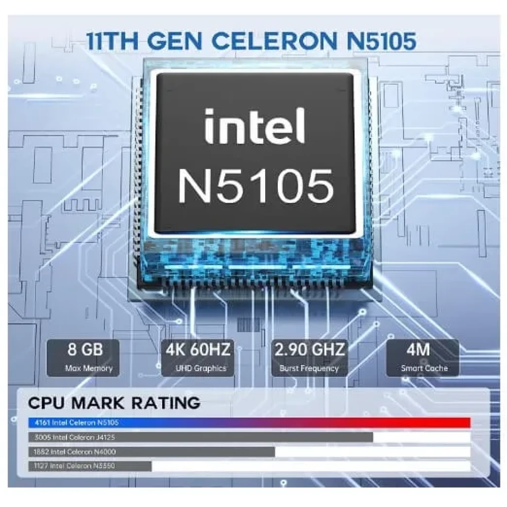 Микрокомпьютер NiPoGi AK1 PRO Mini PC (Celeron N5105, 8GB Ram, 256GB M.2) Windows 11